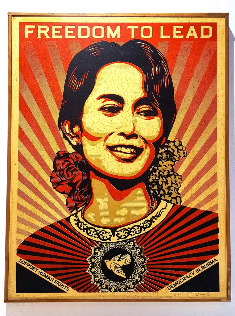 freedom to lead shepard fairey wood panel