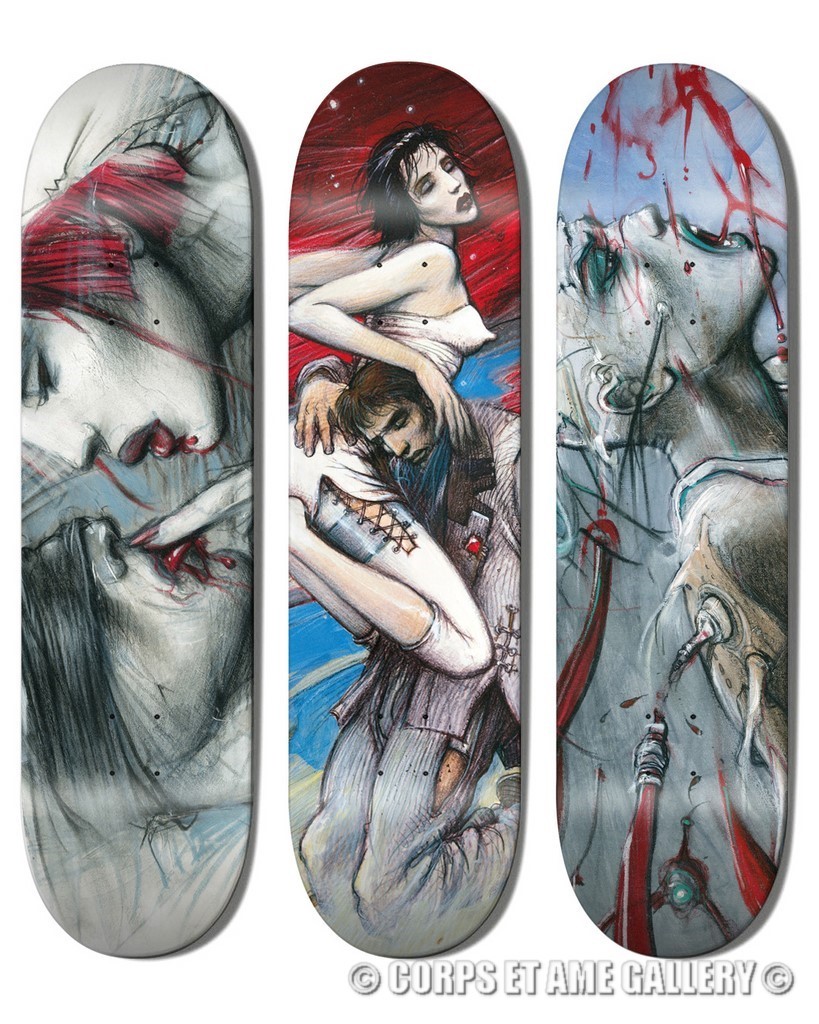 ENKI BILAL - Léché À L'aveugle, Roméo & Juliette, Sacha - Ensemble De 3 Skateboards