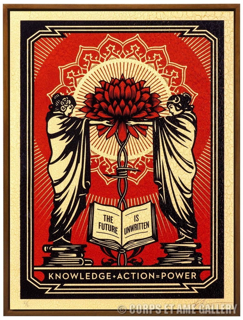 Knowledge action power, wood panel, HPM,  wood panel obey shepard fairey for sale 