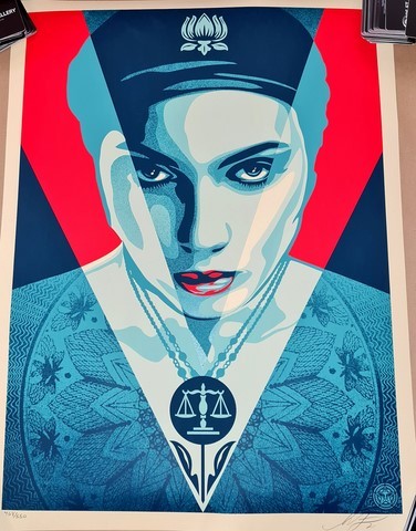 peace woman red, achat vente serigraphie shepard fairey, prix tarif litho obey