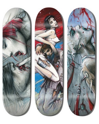 ENKI BILAL - Léché À L'aveugle, Roméo & Juliette, Sacha - Ensemble De 3 Skateboards