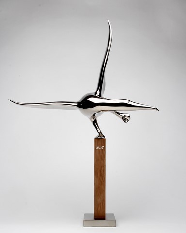 bernard rives, oiseau, albatros, sculpture chrome