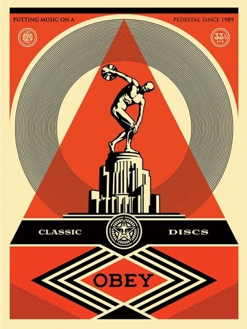 pedestal disc disque le lanceur rodin obey shepard fairey