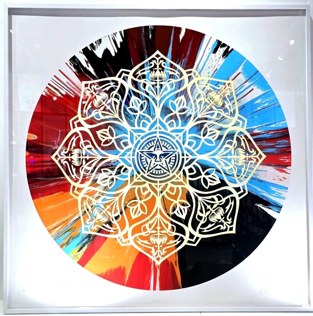 Beautiful Controlling Ornate Mandala Spin Painting / DAMIEN HIRST X SHEPARD FAIREY.